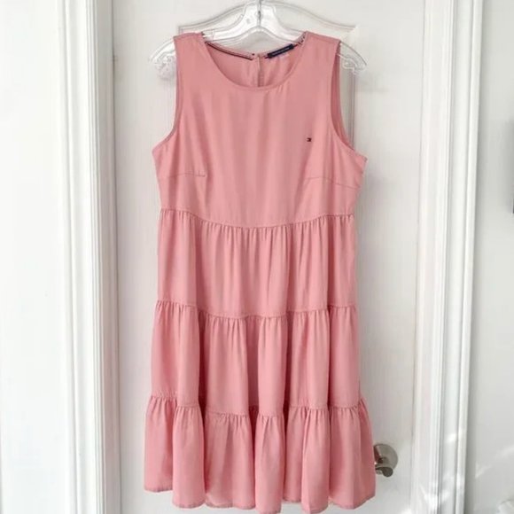Tommy Hilfiger - Pink Tencel Tiered Dress - Picture 4 of 15